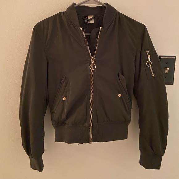 H&M Jackets & Coats Hm Army Green Bomber Jacket Lightweight Poshmark